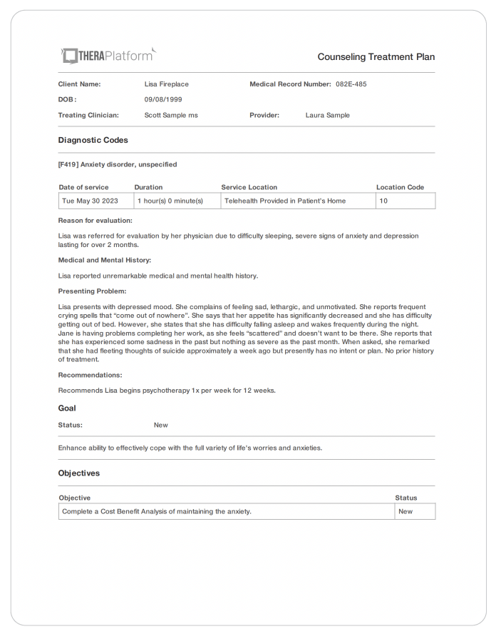 counseling business plan template