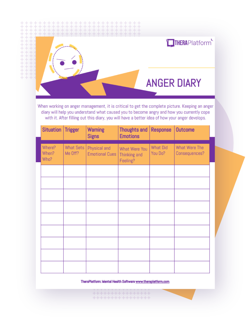 anger diary worksheet