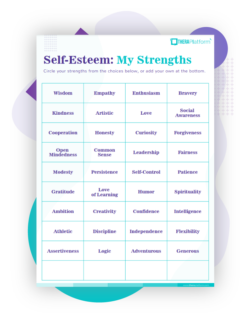Self-Esteem Worksheets With Regard To Self Esteem Worksheet For Adults