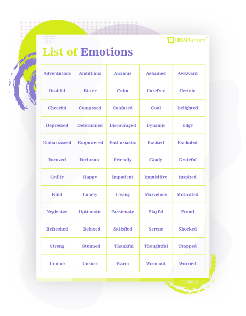 Emotions names of 